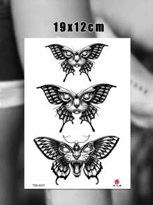 蝴蝶臨時刺青貼紙適用於手臂、大腿、胸部。性感蝴蝶紋身創意適合男士、女士、女孩。藝術身體裝飾,防水一次性 - 黑色 - 查看 3