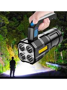 Linterna Led de Mano 2 en 1 Recargable - Negro - Ver 3