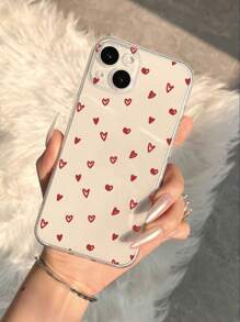 Funda transparente compatible con iPhone con estampado de corazones de San Valentín - Multicolor - Ver 3