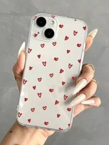 Funda transparente compatible con iPhone con estampado de corazones de San Valentín - Multicolor - Ver 2