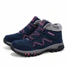 Womens Winter Snow Boots Warm Fur Lined Anti-Slip Ankle Booties Outdoor Walking Shoes Non-Slip Trekking Shoes - Màu xanh lam - Xem 1