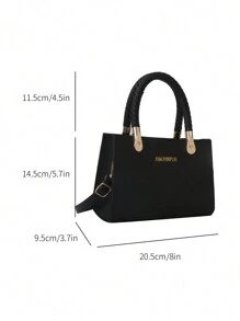 Bolso tote de moda con versátil con textura unicolor - Negro - Ver 2