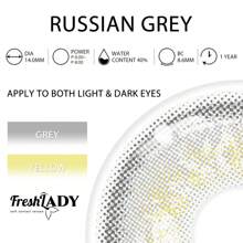 FRESH LADY Freshlady Natural Colored Contacts Pupilentes Russian Grey Colored Contact Lenses 1 Year Disposable Halloween Costume Cosplay - Grey - View 5