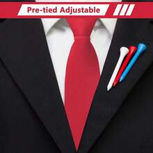Pre-Tied Adjustable Zipper Neck Ties For Men 3.15' 'Men Necktie For Office Graduation School Uniforms.Red - Red - View 5