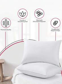 Pack Of 4 White Square Throw Pillows – Lux Decor Couch Pillow, Soft Polyester Fabric, Plush Texture, Ideal For Bed & Couch, Adds Comfort & Modern Style, Decorative Accent Cushions – Bedding Items, Graduation Gifts, Home Decor, Sleep Protection For Dorms, Student Beds, Plush Cushions, Luxury Couch Accessories, Valentine's Day Gift, Spring Room Refresh, Decorative Throw Pillows, Living Room Accent, Couch Cushions, Home Styling, Modern Decor, Sofa Accessories, Guest Room Pillows, Aesthetic Home Accents, Plush Fill Inserts, Daily Use, Simple Look, Family Home - 白色 - 查看 5