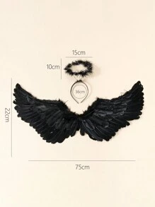 1 Bộ Cánh Lông Thổ Nhĩ Kỳ Màu Đen & Băng Đô Cho Cosplay - màu đen - Xem 2