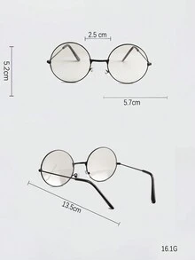 男女復古圓形眼鏡框,韓式學生平光眼鏡框,復古金屬圓形眼鏡框 - 無色 - 查看 2