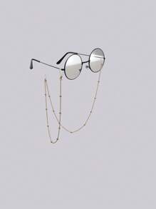 男女復古圓形眼鏡框,韓式學生平光眼鏡框,復古金屬圓形眼鏡框 - 無色 - 查看 1