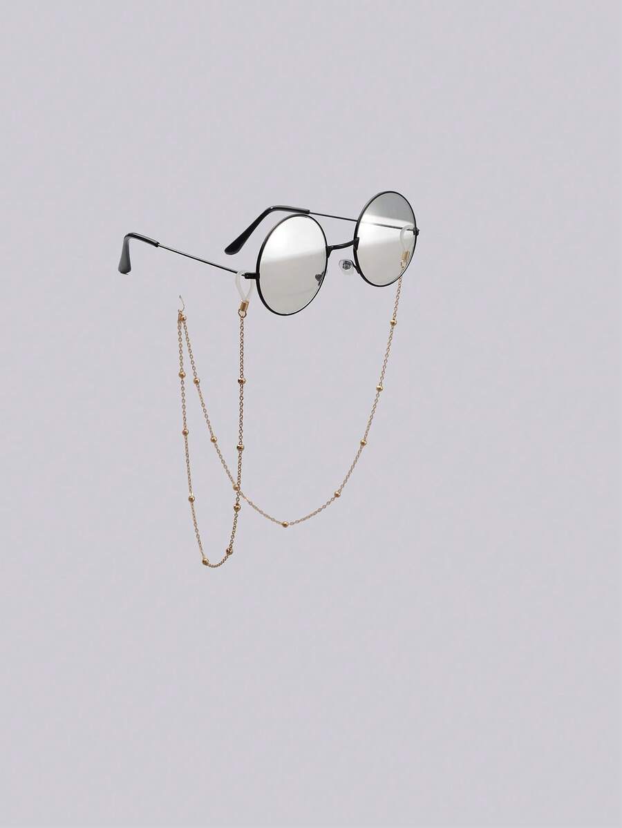 男女復古圓形眼鏡框,韓式學生平光眼鏡框,復古金屬圓形眼鏡框 - 無色 - 查看 1