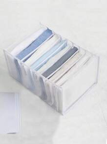 1入組大型衣櫃衣物組織者9個網格，可折疊的衣物收納盒掛在衣櫃裡，衣物儲存箱，可水洗折疊式抽屜衣物隔層收納盒，可存放於衣櫃臥室宿舍房內的收納袋衣物收納抽屜收納櫃衣櫥收納袋學校收納袋老師收納袋 - 白色 - 查看 2