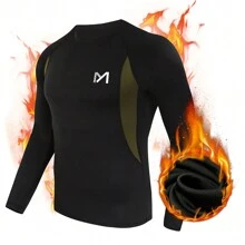 2 Sets Men Thermal Underwear Seamless Long Johns Winter Top Bottom Base Layer Set Sport Long Johns Hunting Gear - BLACK+BLACK - View 3
