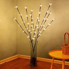 Majisu 1入櫻花枝形燈,20支家居風格裝飾花枝燈,家居花瓶裝飾,婚禮生日聖誕節假日派對室內外使用,暖白色光 - 白色 - 查看 7