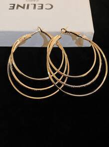 topshiny 1 Pair Korean Style Enamel Hoop Earrings, Exaggerated Design Elegant Circle Earrings For Women