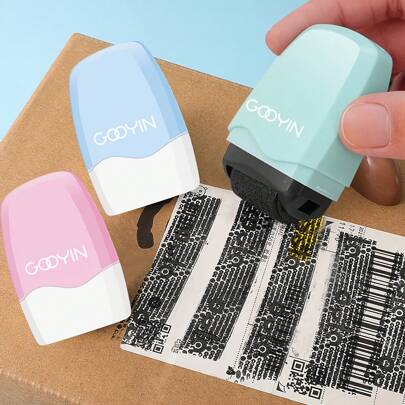 1 Rodillo sellador de protección de identidad que no lleva tinta, utilizado para protección de reconocimiento de identidad, sello confidencial, sello de protección contra robo de identidad - Privacidad y bloqueador de dirección, útil para volver a la escuela, útiles escolares