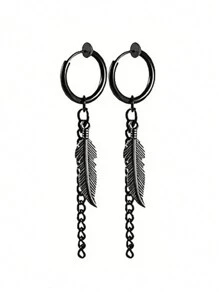 1對簡單時尚不用打洞不銹鋼男士耳夾,日常穿戴禮物