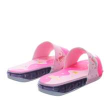 Chinelo Slide Luminoso Feminino Rosa Com Luz Led Unicórnio Infantil - Rosa chiclete - Visão 4