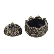 1 Piece Of Mini Hollow Lotus Zinc Alloy Small/Large Incense Burner - Yellow - View 6