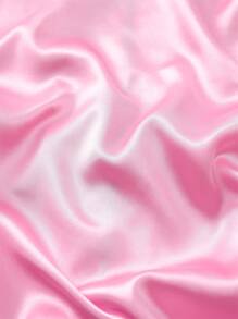 2 件套女士缎面黑色镶边粉色长袖翻领上衣和长裤睡衣套装，适合秋冬、秋季服装 - 粉色 - 查看 10