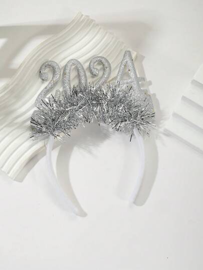 Serre-tête de style fête avec paillettes argentées, fleurs galaxie, pour le Nouvel An et Halloween