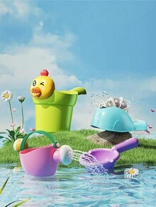 Kids' Bath Toys, Beach Toys Yellow Duck Watering Can Shower Cup And Watering Pot Set, For Boys And Girls - Apricot - View 2
