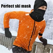 2pcs/set Black Outdoor Riding Fleece Hooded Balaclava & Windproof Neck Gaiter, Skiing Headgear - Black - View 7