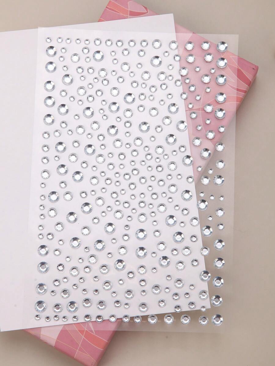 Party Joy 1pc Silver-White Multicolored Round 3d Simulated Gemstone Face Sticker, Suitable For Diy Cosplay Party Decor - White - View 1