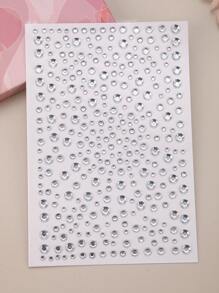 Party Joy 1pc Silver-White Multicolored Round 3d Simulated Gemstone Face Sticker, Suitable For Diy Cosplay Party Decor - White - View 3