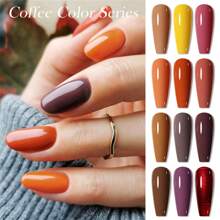 6PCS Gel Nail Polish Set Chocolate Brown Gel Varnishes Kit Glitter Soak Off Uv Led Gel Semi Permanent Nail Art Gel Lacquer Nails - Coffee - View 4