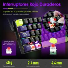Teclado Mecánico Bluetooth con letra ñ, 69 Teclas Teclado Gamer Profesinal, Teclado Español Inalámbrico RGB con Cable/2.4G/BT, Teclado Gamer con Outemu Rojo Switches, Teclado Inalámbrico de Teclas Reemplazables - Negro - Ver 5