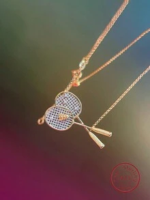 1 件 S925 純銀網球拍女式吊墜項鍊