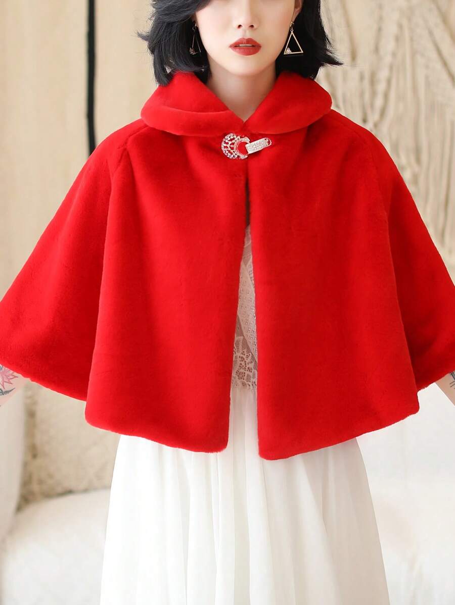 1 قطعة كاب أبيض فاخر وشاح قابل للاستخدام للنساء، مناسب للارتداء في فصل الشتاء، مناسب لفستان الزفاف وحفلات المساء الرسمية، سميك ودافئ