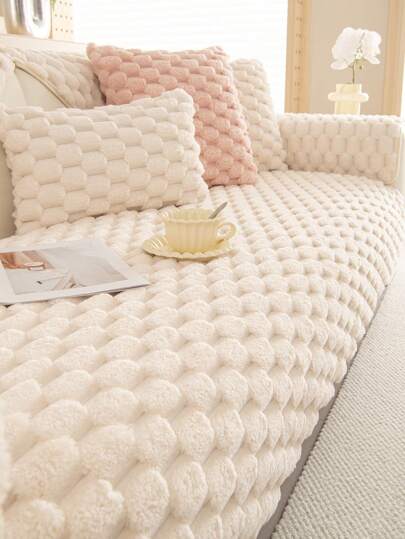 1pc Thick Plush Sofa Cushion Cover, Warm Autumn/Winter All Season Non-Slip Sofa Slipcover, Dust-Proof Washable Sofa Blanket, Home Decor Pet-Friendly Protective Cover, Suitable For Bedroom, Office, Living Room And L-Shaped Sofa 1/2/3/4 Seats