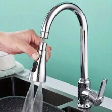 Faucet Extender & Spray Head For Kitchen Sink, Pull-out Kitchen Faucet Sprayer, Small Shower Nozzle For Sink, Adjustable - Silver - View 1