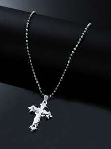Những người đàn ông thời trang và phổ biến Rhinestone Decor Cross Charm Vòng cổ Punk Hip Pop Style Chất liệu hợp kim cho món quà trang sức và cho một vẻ ngoài sành điệu - Bạc - Xem 13