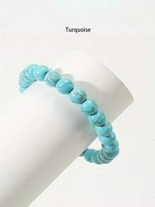 1 Pezzo / 20 Colori / Pietra Preziosa Naturale Rara Di Cristallo, Braccialetto Elastico In Corda Elastica Con Perle Rotonde, Regalo Di Compleanno Per Uomo E Donna Dello Stesso Stile - Multicolore - Visualizzare 2