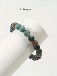 1 Pezzo / 20 Colori / Pietra Preziosa Naturale Rara Di Cristallo, Braccialetto Elastico In Corda Elastica Con Perle Rotonde, Regalo Di Compleanno Per Uomo E Donna Dello Stesso Stile - Multicolore - Visualizzare 3