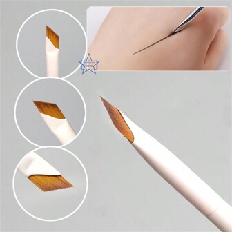 Pincel delineador de ojos con punta ultrafina en forma de cuchilla, pincel de cejas angulado y pincel de detalle preciso, blanco, pincel de cejas, pincel de sombra de ojos, peine de pestañas, cepillo peine de pestañas