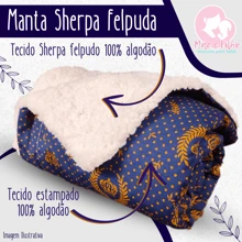 MeF Mae e Filho Mantinha Bebê com Sherpa Cobertor Frio Inverno com Tecido Estampado 100% Algodão Menino e Menina - Rosê - Visão 3
