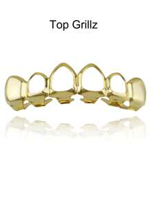 1入組街頭嘻哈風格男女通用18k金牙套,萬聖節cosplay饒舌歌手牙齒首飾裝飾 - 金色 - 查看 12