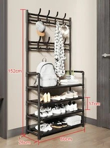 Cabideiro Arara Para Roupas Sapateira 4 andares Sapato Roupa - Preto - Visão 4