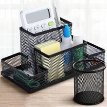 1 Pieza Organizador De Escritorio Multifuncional Sólido Negro - Unitalla - Ver 1