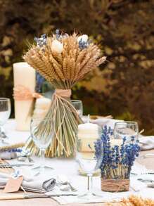 100pcs Dried Wheat Bundle Natural Wheat Sheaf For Autumn Decorations, Diy Design, Home Table, Wedding & Party Centerpieces - Multicolor - View 7
