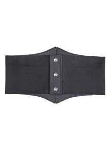 1 pieza Abrigo de vestir de mujer con hebilla de triple corazón de PU, cinturón elástico de la cintura, de moda para uso diario y días festivos, múltiples tallas de cinturón de corsé de mujer para vestido, entrenador de cintura para adelgazamiento y control del abdomen, disfraz de Halloween - Negro - Ver 4
