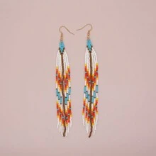 Bông tai trang trí tua rua đính cườm - Nhiều màu - Xem 2