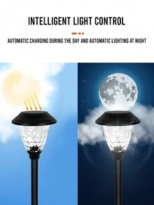 2入組太陽能戶外LED白色燈草坪燈,不銹鋼玻璃防水山水途徑,花園裝飾用品合適的適用於小路草地庭院(黑色白色燈,銀濃烈香調燈)