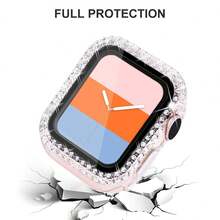 St.Siabe 2In1 女士和男士 I 时尚运动双排水钻带钢化膜兼容 Apple Watch 表壳 38mm 40mm 41mm 45mm 44mm 42mm 49mm，兼容 Apple Watch Ultra 系列 SE/9/8/7/6/5/4/3/2/1 表壳配件作为学生返校礼物 - 無色 - 查看 3