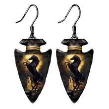 時尚創意黑馬幾何三角吊墜耳環,萬聖節、聖誕節、紀念裝飾首飾禮物