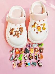 28pcs/Set Pvc Sandal Flower Accessories Buckles For Hollow Out Shoes & Beach Sandals Diy Decoration, Non-Integrated Insert Buckle - Multicolor - View 5