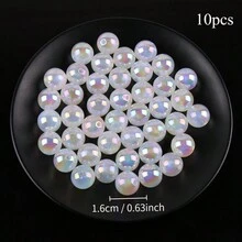 1pc Acrylic White Glowing In The Dark Bead With Fine Shimmery Horseshe Shell Diy Jewelry Beading Supplies, Can Be Used For Making Phone Straps, Bracelets, Necklaces, Etc. - White - View 2