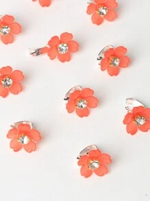 10pcs Rhinestone Flower Hair Clips, Braided Hair Clips, Women Hair Accessories - Red - View 5